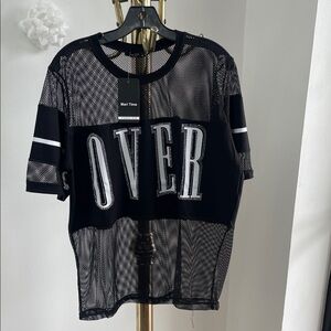 Black Mesh Jersey Top